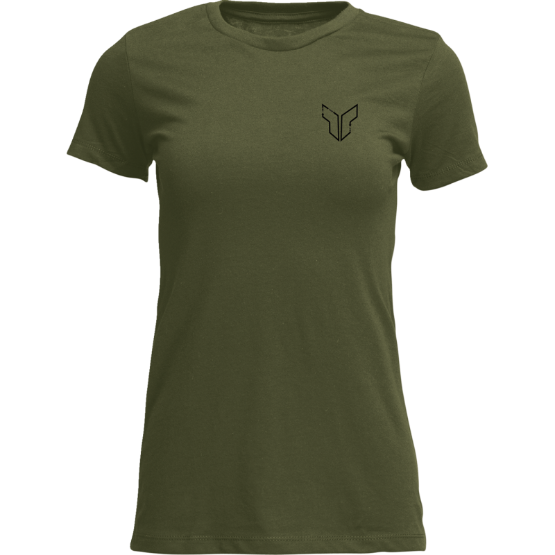 TEE WOMENS PATCHED UP MIL GRN SM