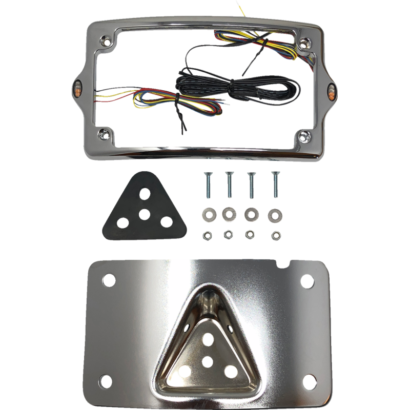 CURVED 3-BOLT MOUNTED ELYPSE 3-1 LICENSE PLATE KIT, CHROME
