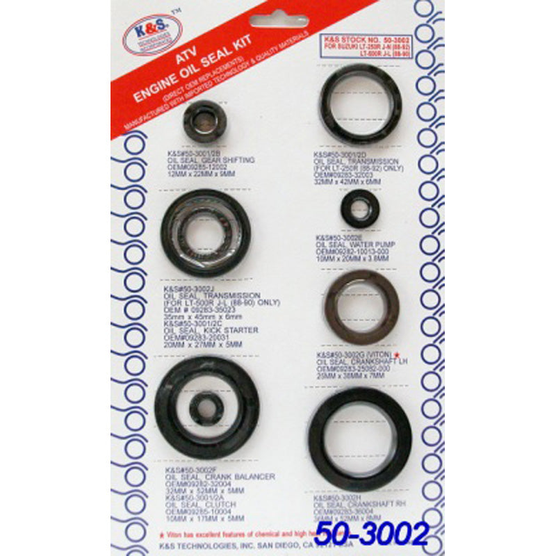 ENG.SEAL KIT 8PC LT250R/500R 87-92.