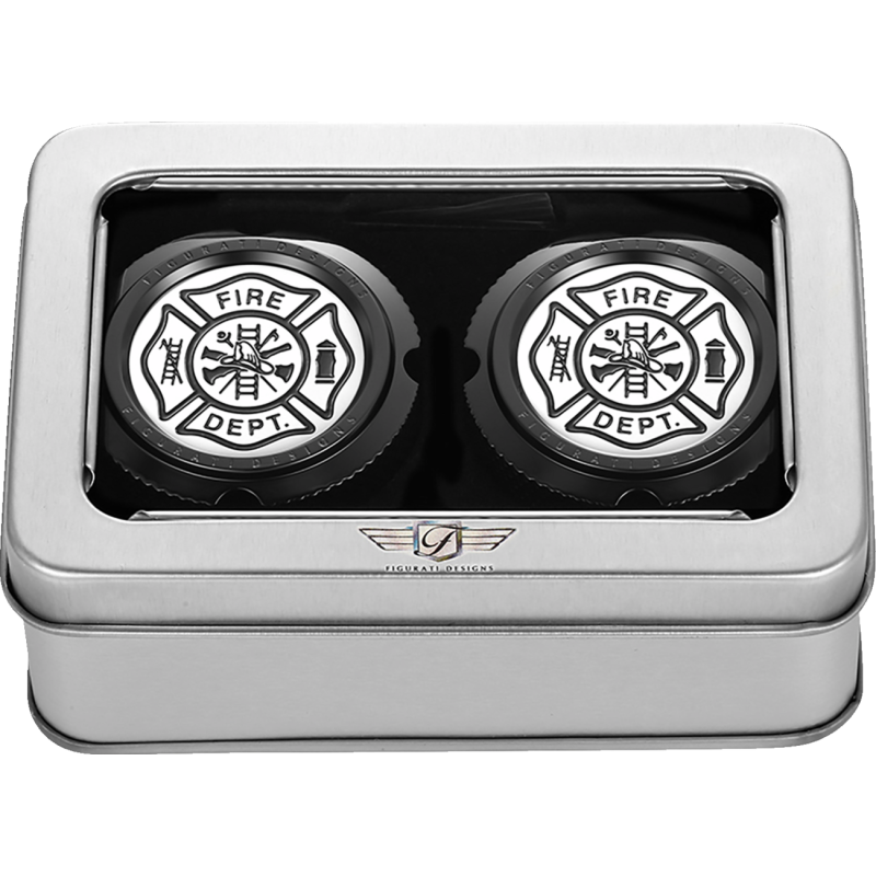 FRONT AXLE NUT COVERS BLACK WITH MALTESE CROSS-FIRE