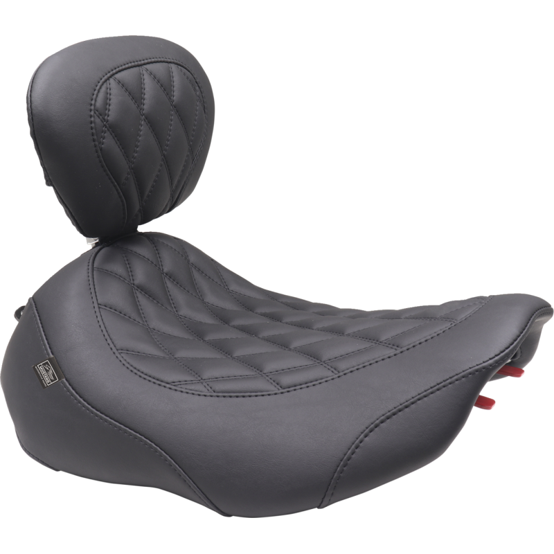 Wide Tripper Solo Seat w backrest-Black Stitch FLT/FLH 23-25