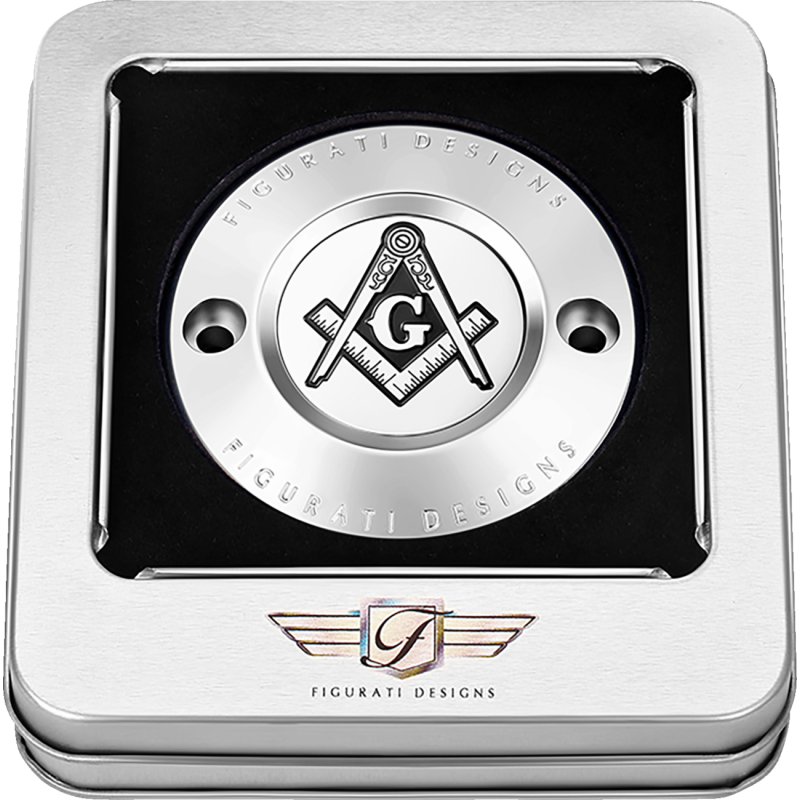 TIMING COVER SILVER WITH MASONIC EMBLEM, 2-HOLE