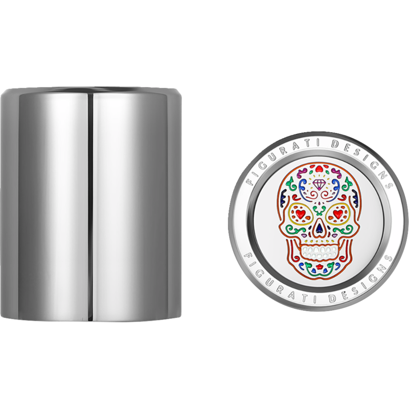 ND MAG DOCKING COVERS SILVER WITH  SUGAR SKULL-27.2X32MM