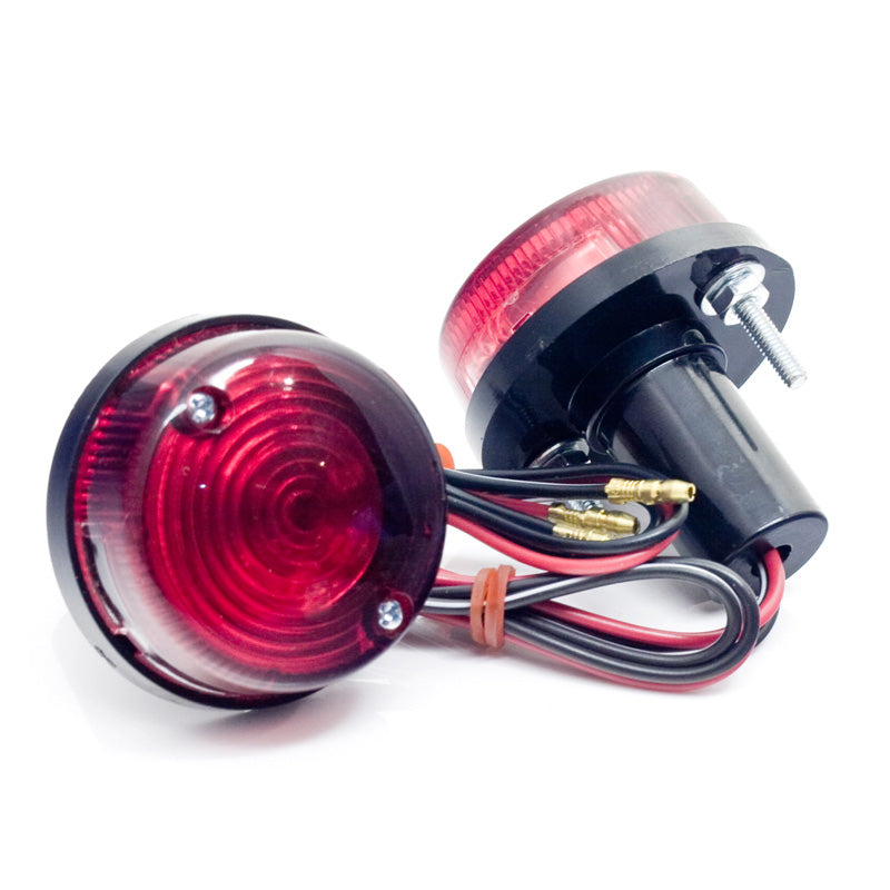 TWIN TAILLIGHT ROUND RED+LED LIGHTS.