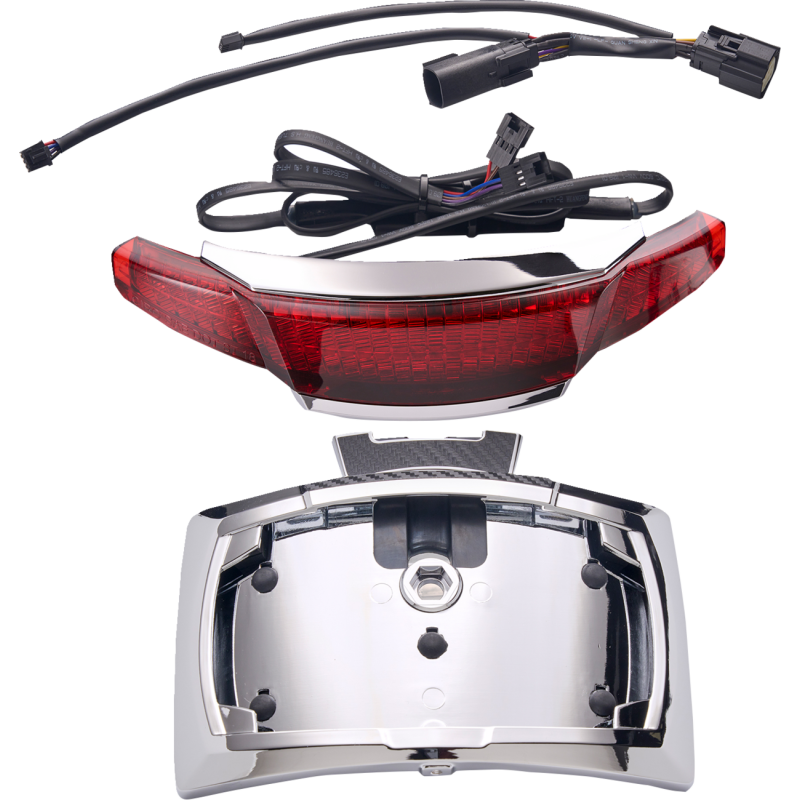 Taillight/License Plate Holder - Red Lens - Chrome