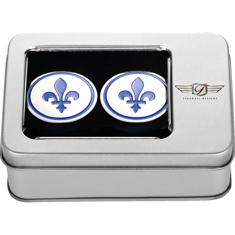 BLUE FLEUR-DE-LIS SWING ARM COVER SILVER