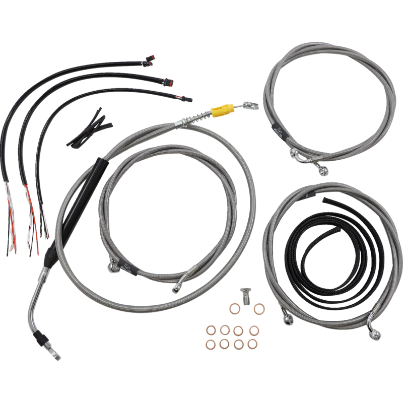 HANDLEBAR CABLE KIT 15" - 17" WITH WIRING STAINLESS