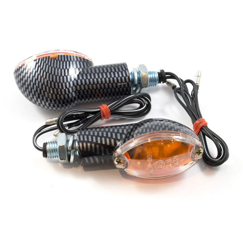 FLASHERS 'OVAL' CARBON LOOK / CLEAR LENS