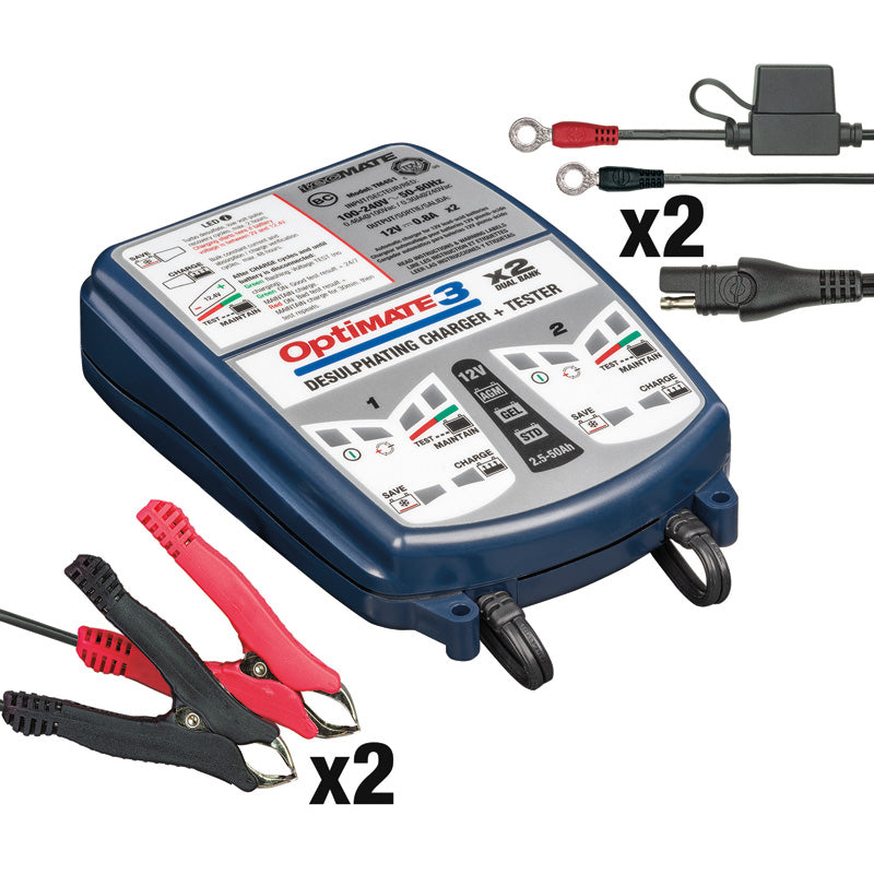 OPTIMATE 3 X 2 BANK, 7-STEP 12V 0.8A CHARGER