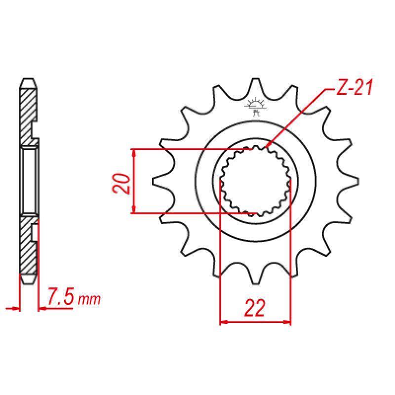 FRONT SPROCKET HON CR125R (04-07) (JTF1323-13)