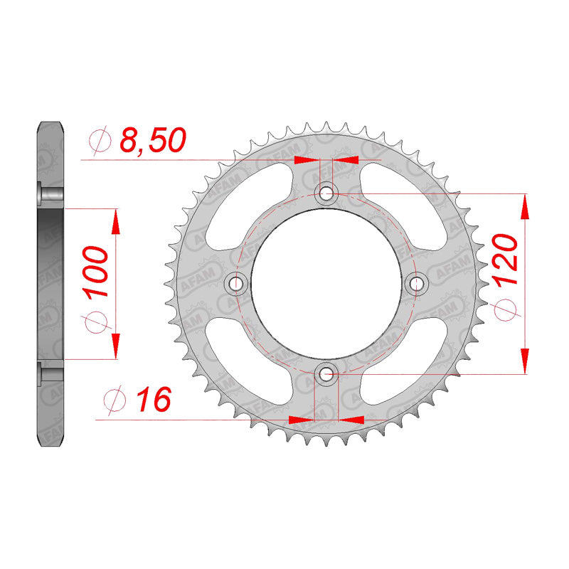 REAR SPROCKET 428P 54T