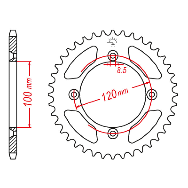 REAR SPROCKET 428P 48T