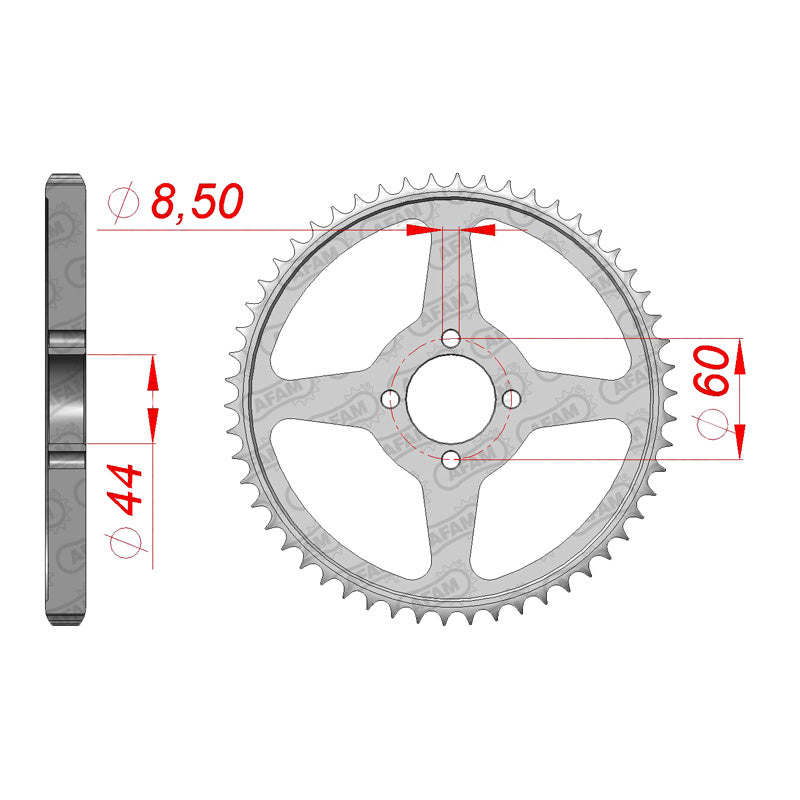 REAR SPROCKET 428P 54T