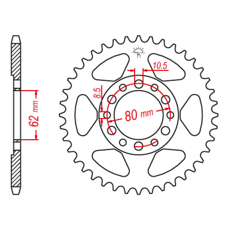 REAR SPROCKET 530P 55T