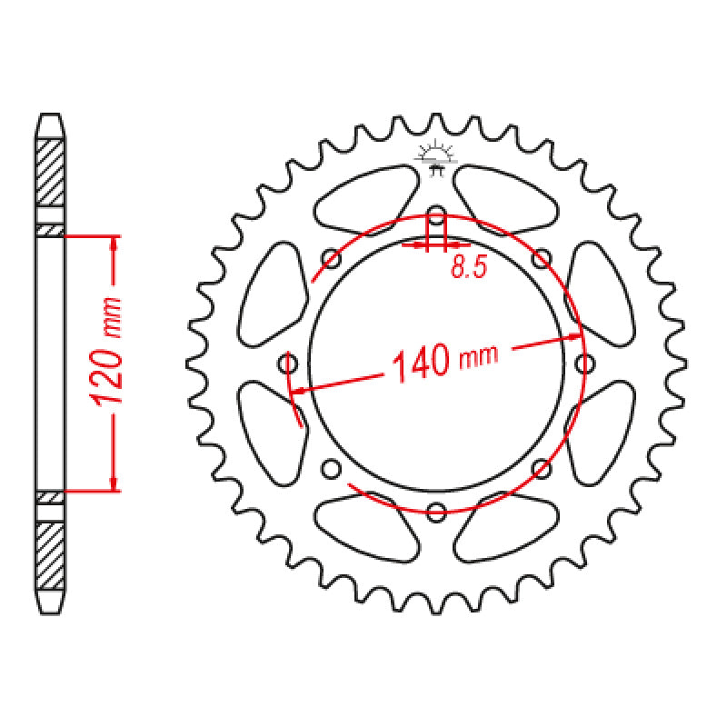 REAR SPROCKET 530P 43T