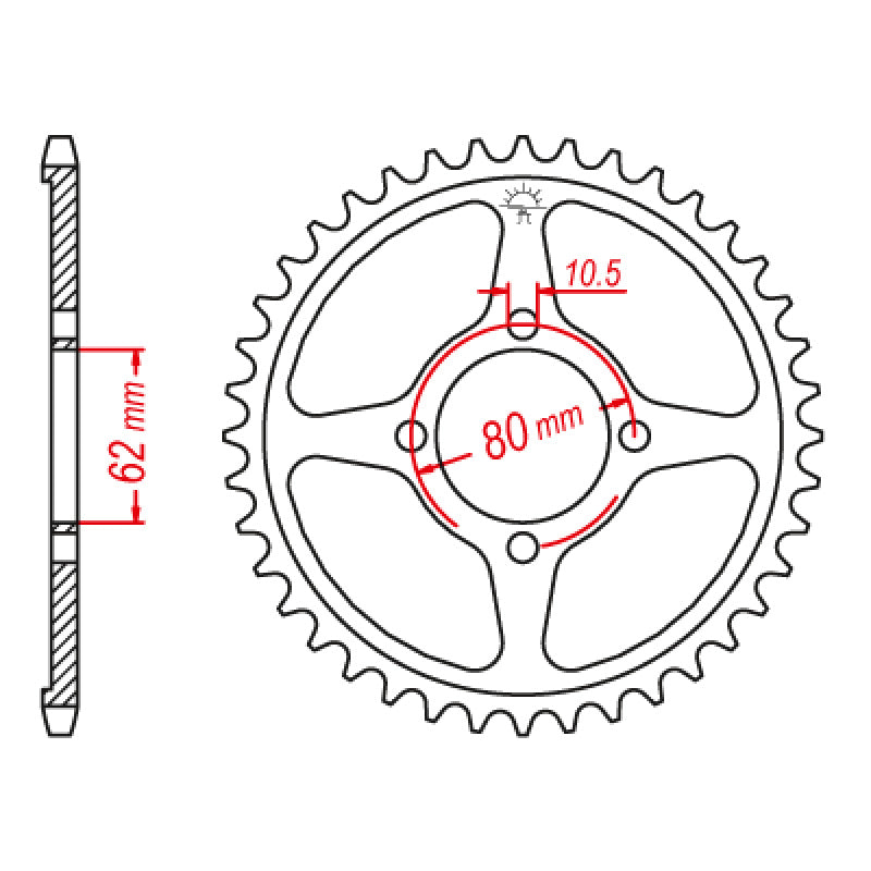 REAR SPROCKET 428P 54T