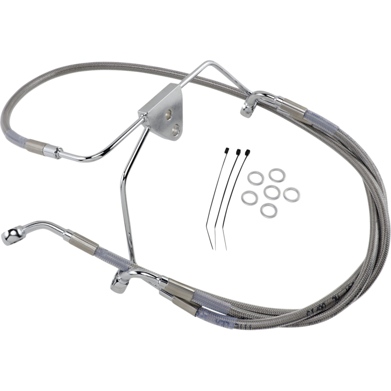96-07 FLHT/X FRT S/S BRAKE LINE KIT +8