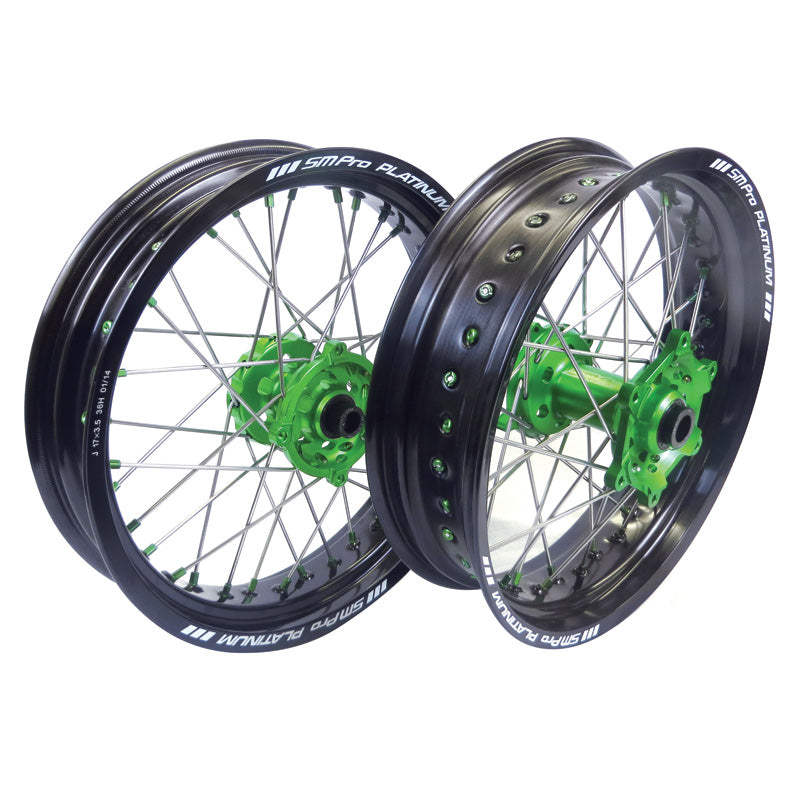 REAR COMPLETE SUPERMOTO  GREEN/BLACK/NICKEL KAWASAKI (17X4.25)