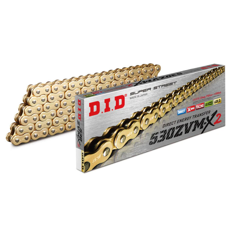 DID 530ZVMX2-110L GOLD & GOLD CHAIN W/RIVET LINK