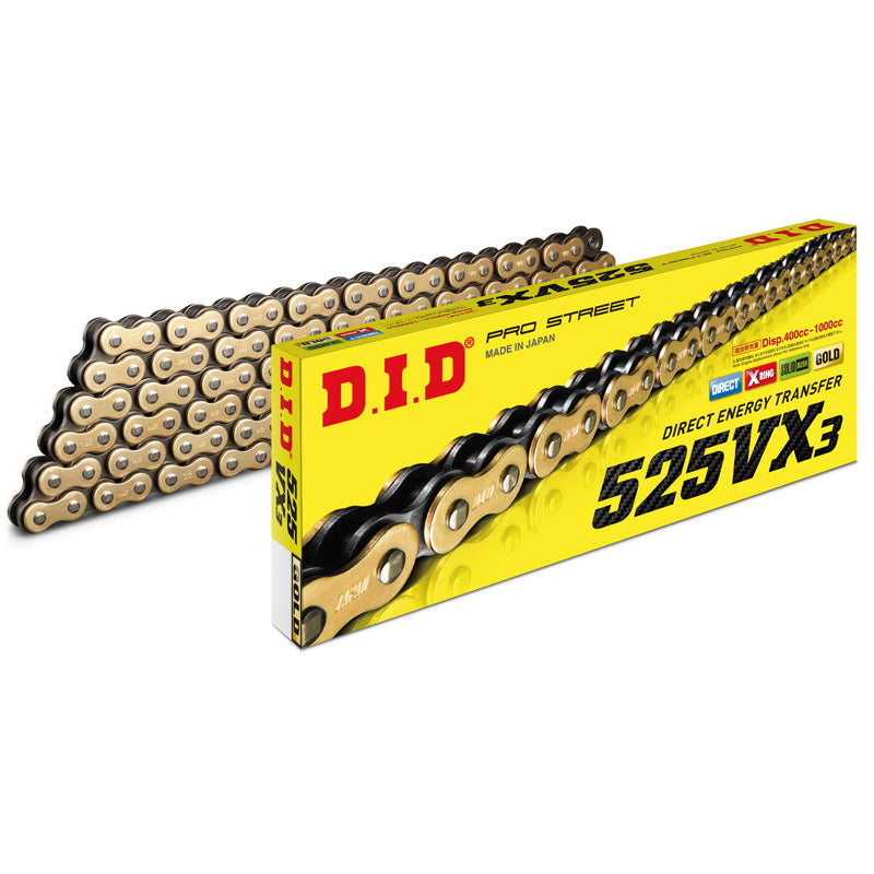 525VX3-110L GOLD & BLACK CHAIN W/ RIVET LINK