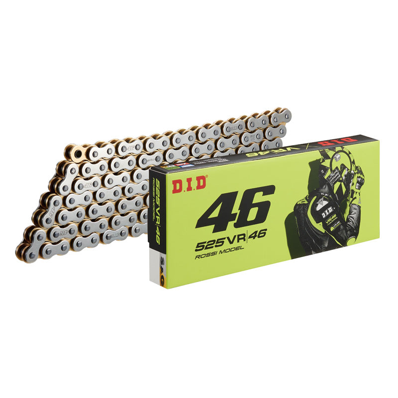 DID 525VR46-120L SILVER & GOLD CHAIN W/RIVET LINK