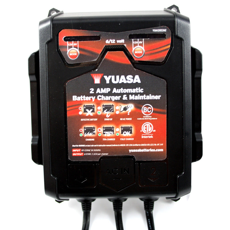 TWO BANK YUASA 6/12 VOLT, 2 X 2 AMPS 5 STAGES