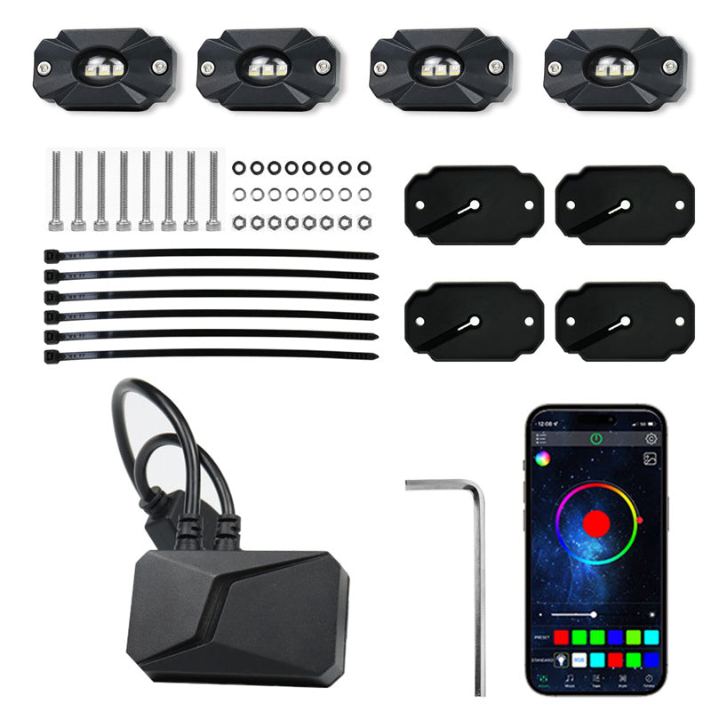 LED ROCK LIGHT KIT 4 RGBW - 4400LM - 10W X 4