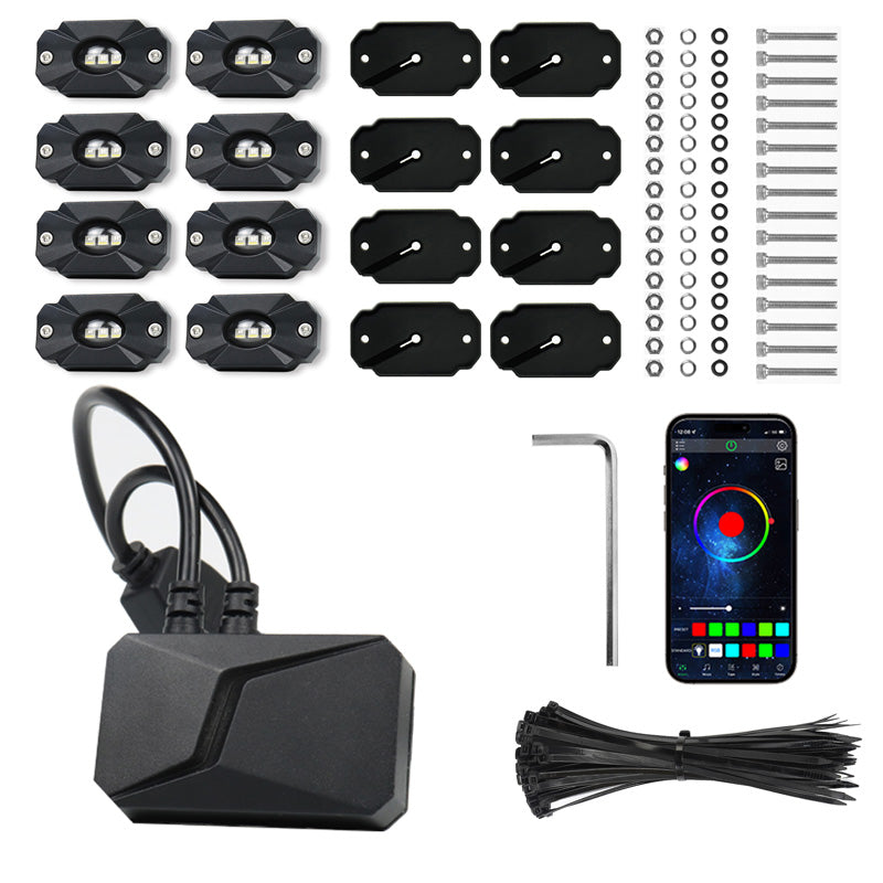 LED ROCK LIGHT KIT 8 RGBW - 8800LM - 10W X 8