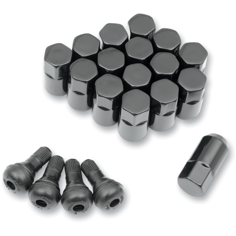 10mm X 1.25 BLACK LUG NUT (16) + 4 V/S