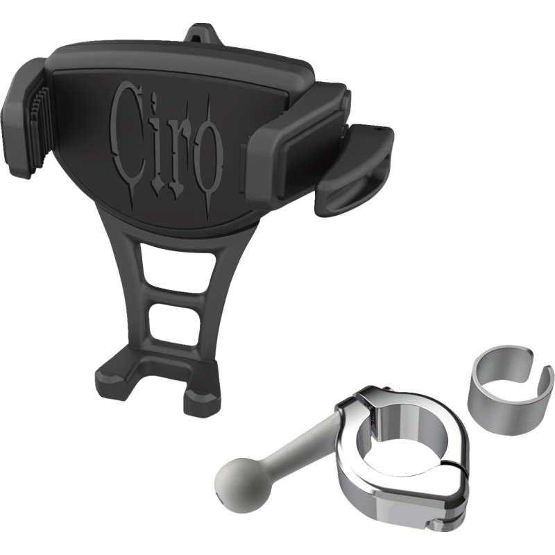 HOLDER PHONE CONSTRICTOR BLK, H-BAR MOUNT 7/8" & 1" CHR