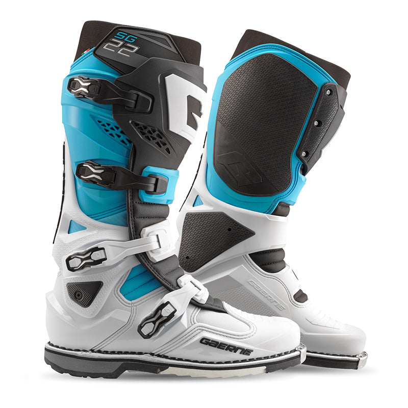SG-22 MX BOOTS - WHITE/BLACK/LIGHT BLUE (44)