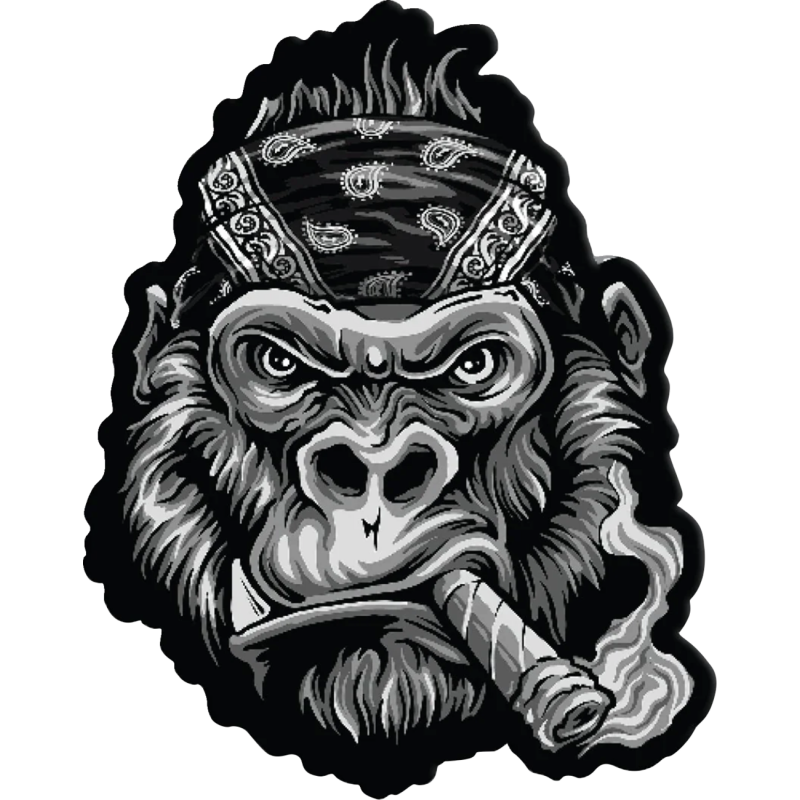 Gorilla Biker Bandana Embroidered Patch - Large