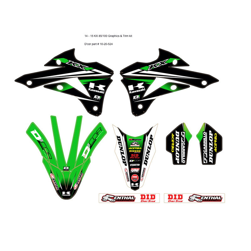 %GRAPHIC/TRIM KIT 16 TEAM GREEN KX85 (14-16)