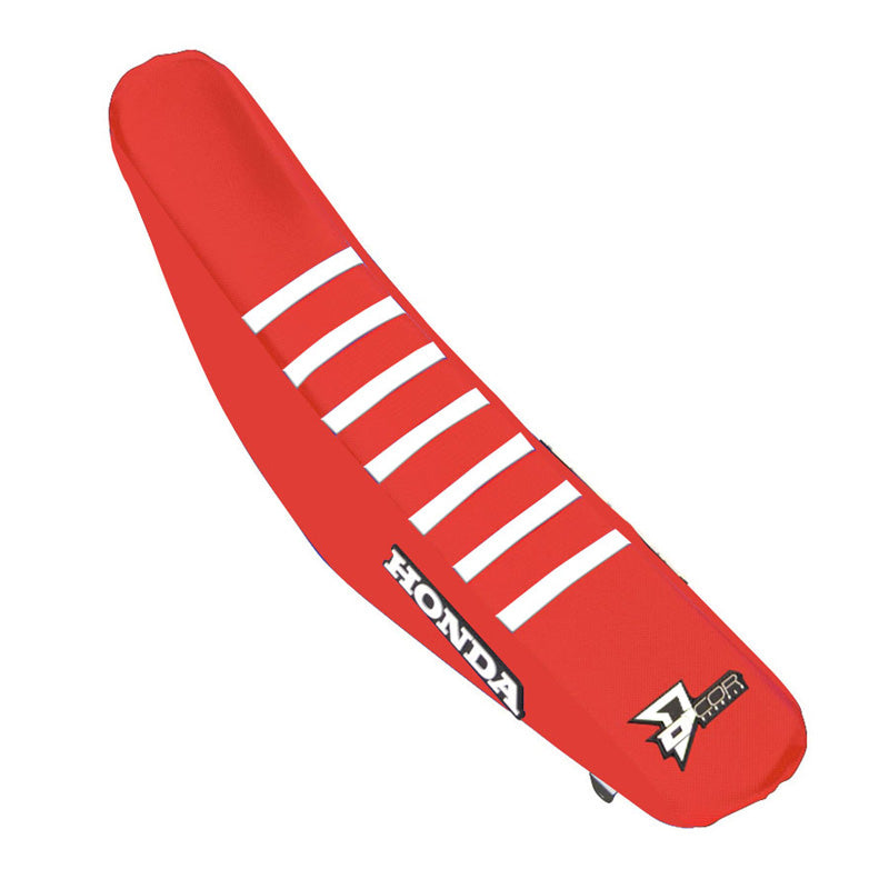 SEAT COVER HONDA CRF250-450 RED /WHITE RIBS