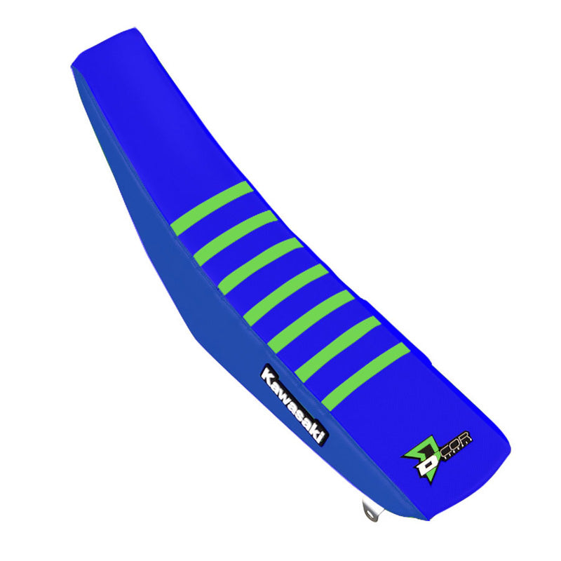 SEAT COVER KAWASAKI KX250-450 BLUE/GREEN RIBS