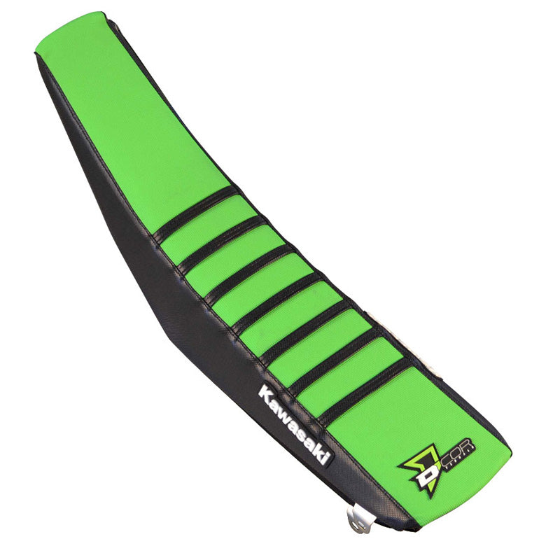 SEAT COVER BLACK AND GREEN/BLACK RIBS - KAWASAKI KX250-450