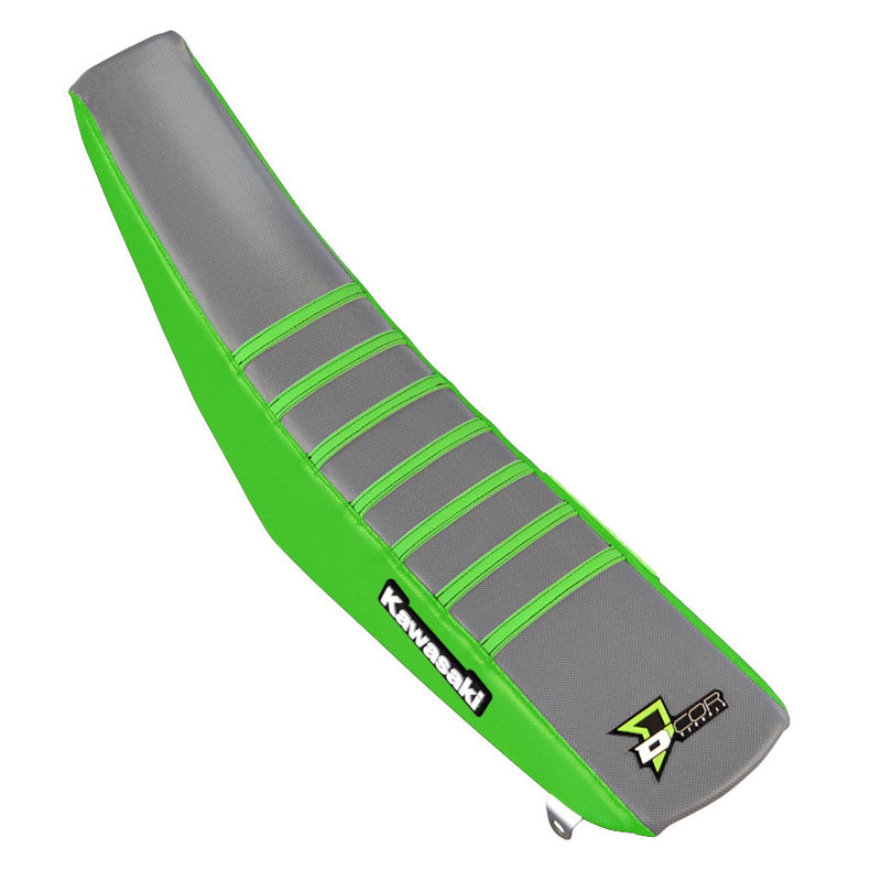 SEAT COVER KAWASAKI KX250-452 GREEN/GRAY/GREEN RIBS