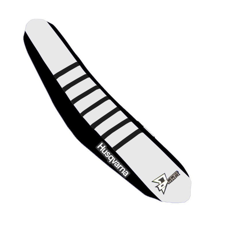 SEAT COVER HUSQVARNA RE/TC/FC125-450 BLACK/WHITE/BLACK RIBS