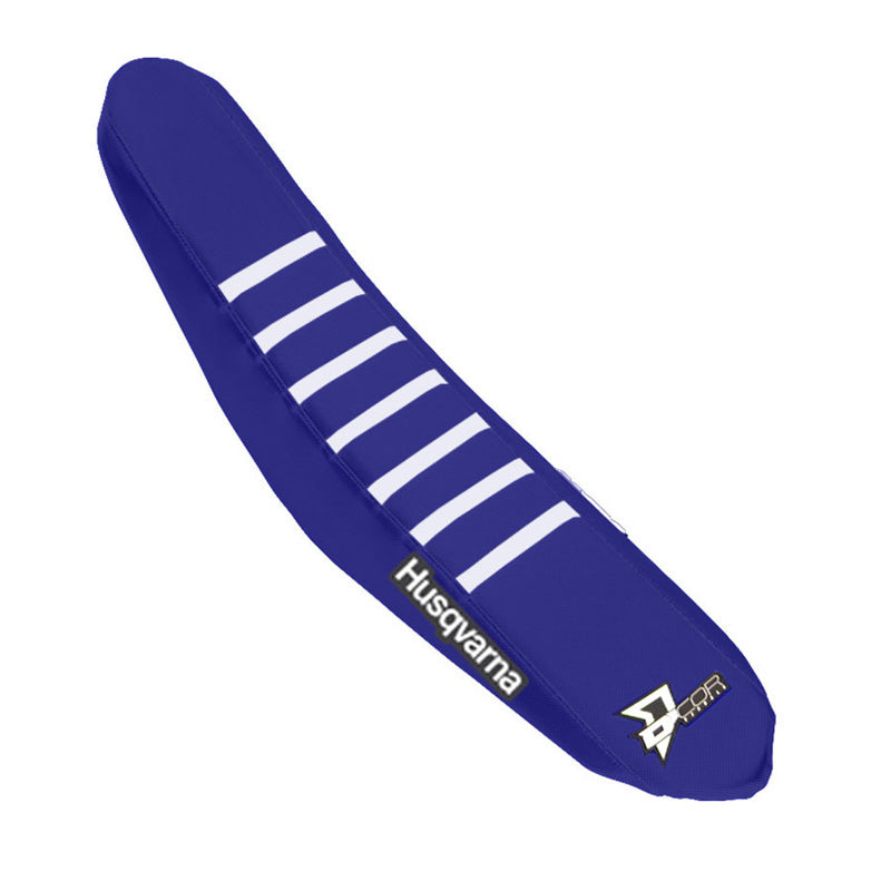 SEAT COVER HUSQVARNA RE/TC/FC125-450 NAVY/BLUE/WHITE RIBS