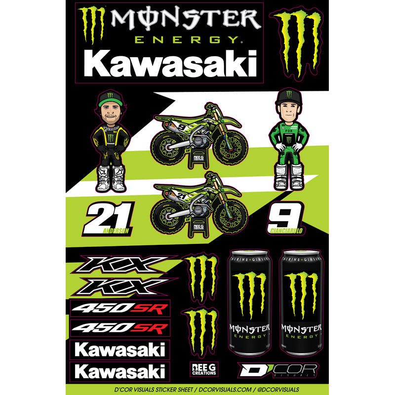DECAL SHEET 12MM, TEAM MONSTER KAWASAKI