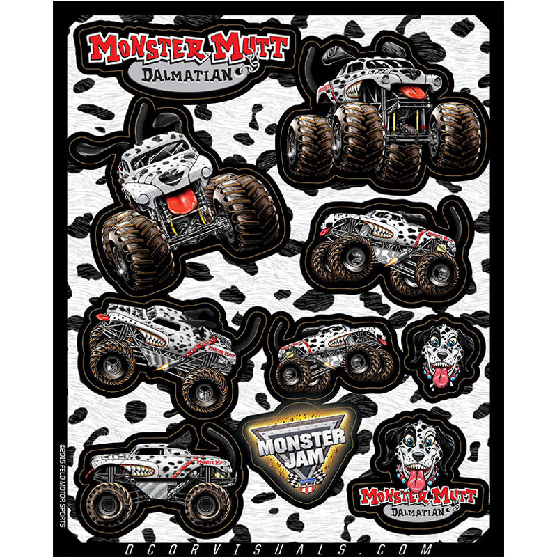 DECAL SHEET 4MM, 10X12 MONS. JAM MONS. MUTT DAL