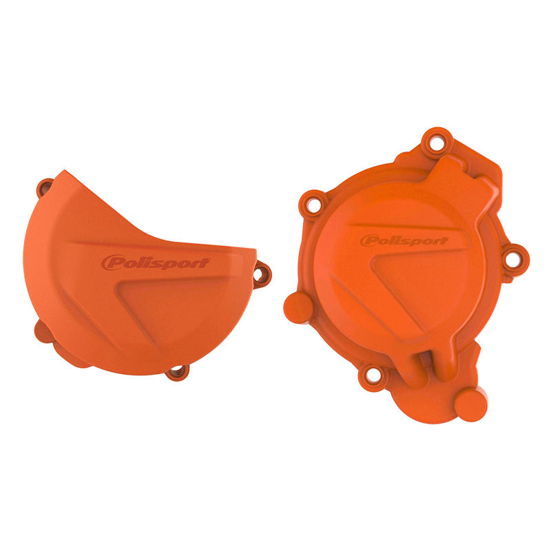 CLUTCH & IGNITION COVER PROTECTOR KIT KTM/HUSQ (ORANGE)