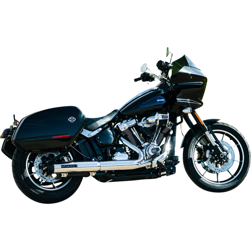 25-Later HP40 Softail 2-1 SO Muffler Chr with Blk End Cap