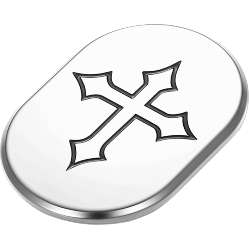 BACK FENDER COVER SILVER WITH MALTESE CROSS-LEFT
