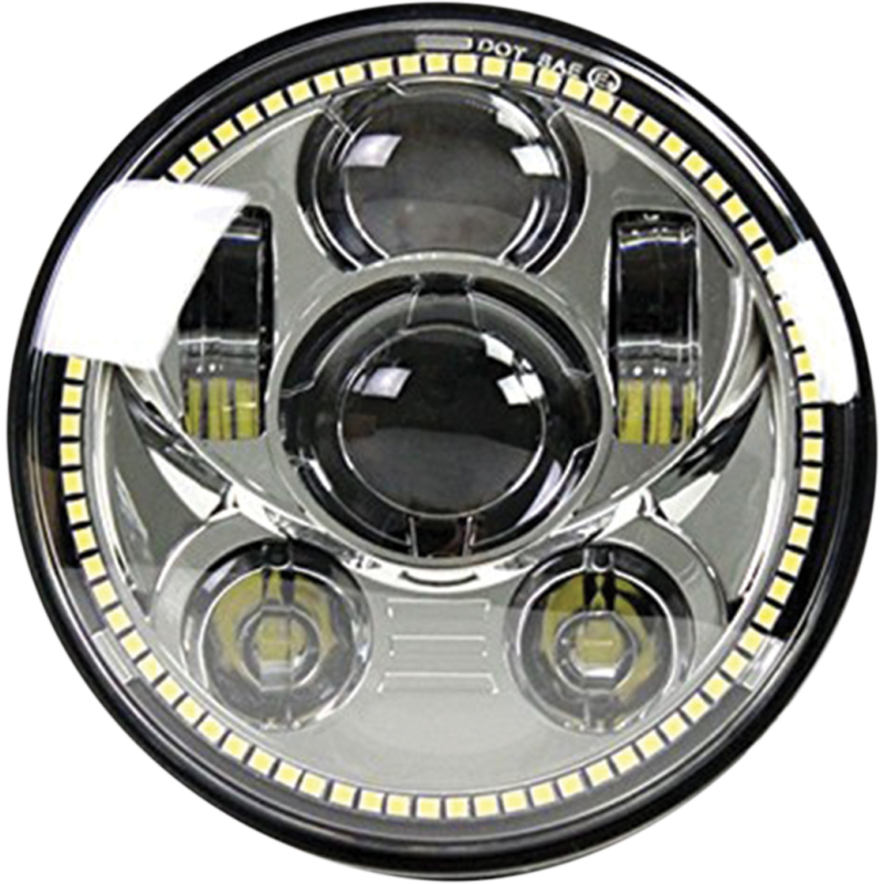 45W - 5.75" Motorcycle Headlight - Chr- w/ DRL Halo - DOT