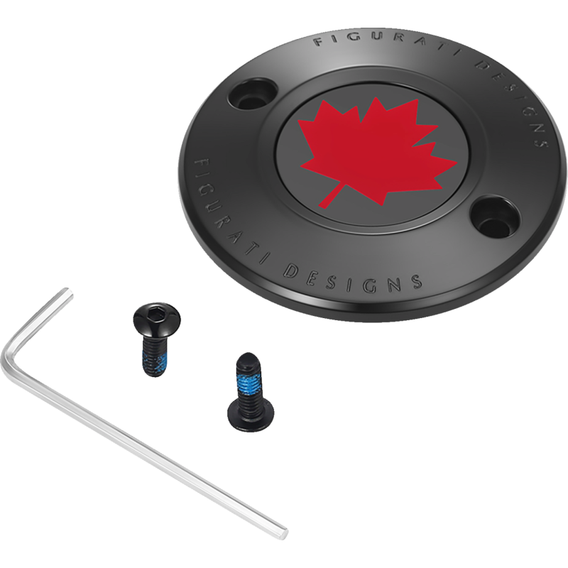 RED MAPLE LEAF TIMING COVER M8 BLACK
