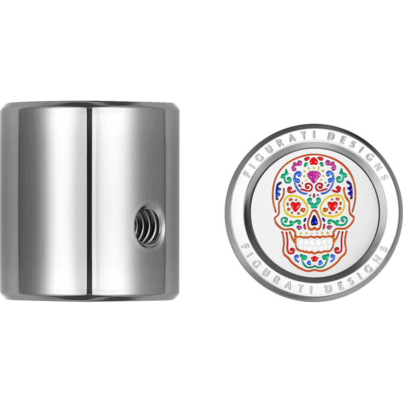 HEEL-TOE SHIFTER COVER SILVER WITH SUGAR SKULL