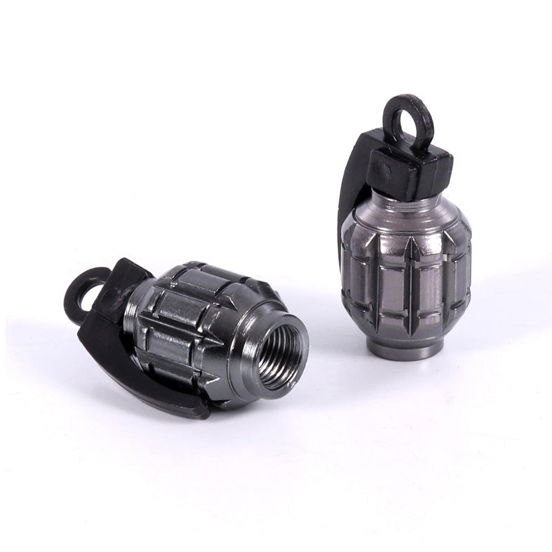 VALVE CAP ''GRENADE'' GREY (2PCS)