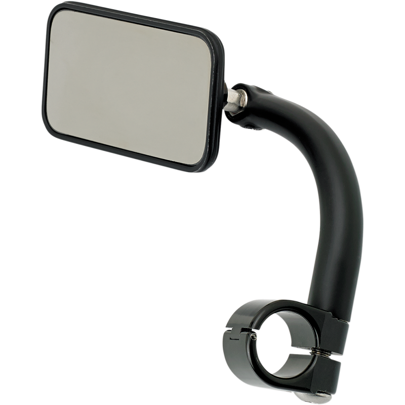 MIRROR REC CLAMP ON 1" BK