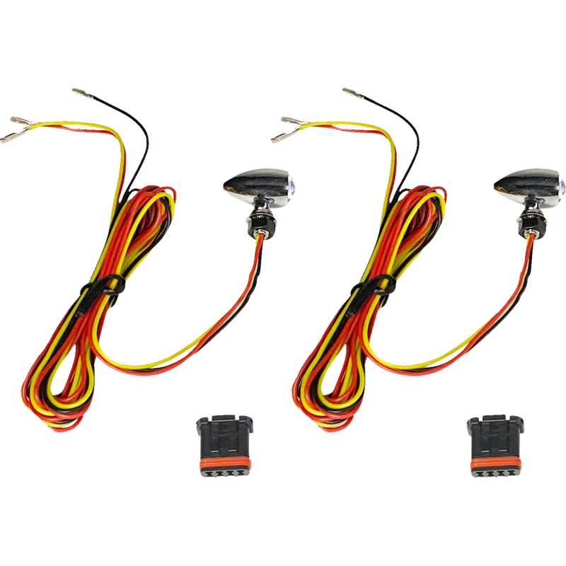 Micro Bullet Turn Signals - LED - Amber/Red- Chrome